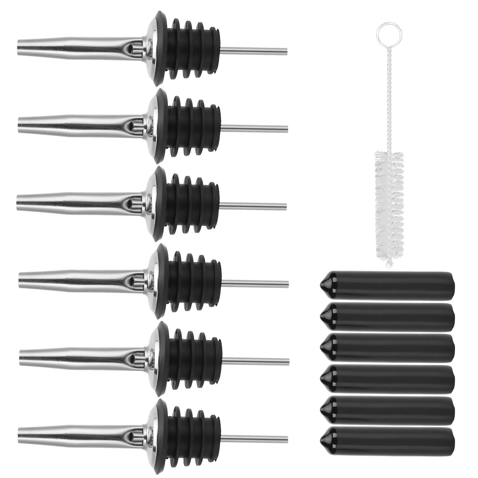 Stainless Steel Pourer Silicone Classic Bottle Pour Liquor Dust Cap Brush Wine Opener — image 2