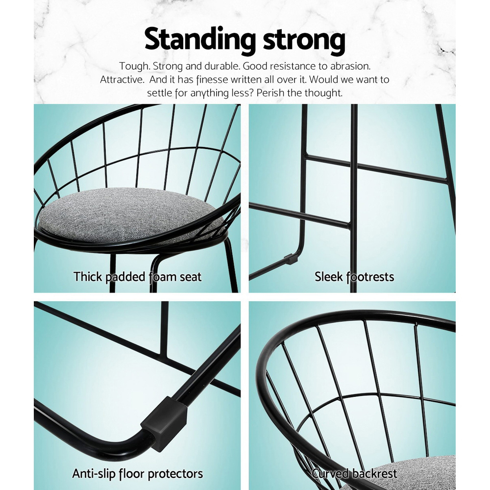 Artiss 2x Bar Stools Padded Seat Metal — image 5