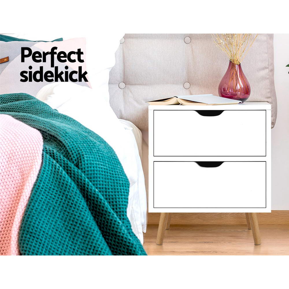 Artiss Bedside Table 2 Drawers - BODEN White โ image 4