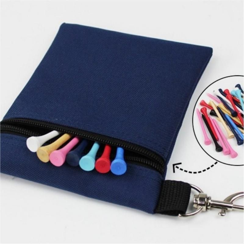 Blue Golf Ball Pouch with Zipper and Metal Clip - Durable Nylon Storage Bag for Balls, Tees and Divot Tools - Portable Waist Accessory Organizer for โ image 6