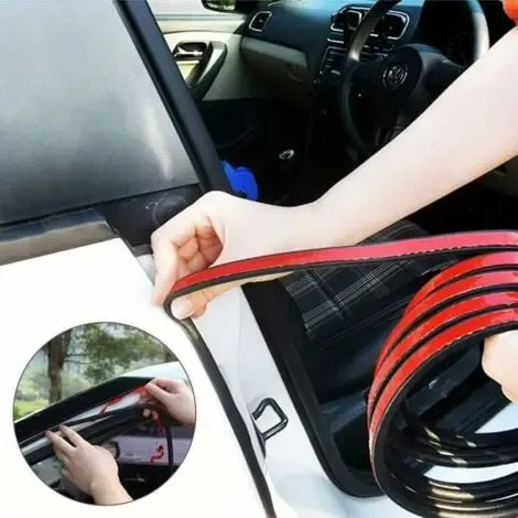 Universal Self-Adhesive D-Shape Rubber Car Door Seal Strip, 18 m Door Weatherstrip Protector, Black Color, Trim Use โ image 3