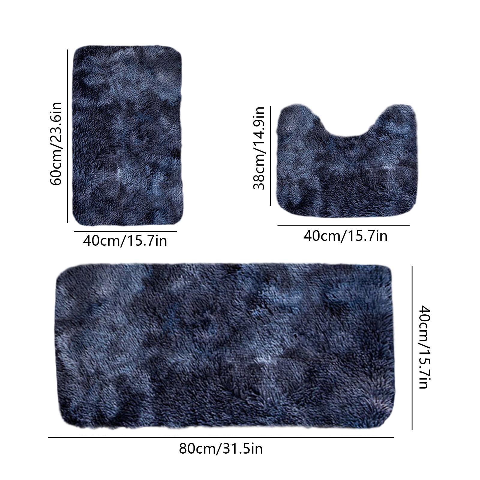 5Pc Bath Mats for Bathroom, Quick-Dry Bathroom Rugs Sets Washable Non-Slip Bath Mat Ultra Soft Absorbent with U-Shaped Toilet for Bathroom, Tub, Shower,Dark — image 3