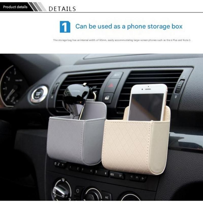 Universal Brown Car Storage Set - PU Leather Air Vent Organizer and Hanging Cup Holder for Doors and Seats - Multi-Purpose Interior Tidy for Commute and Travel โ image 3