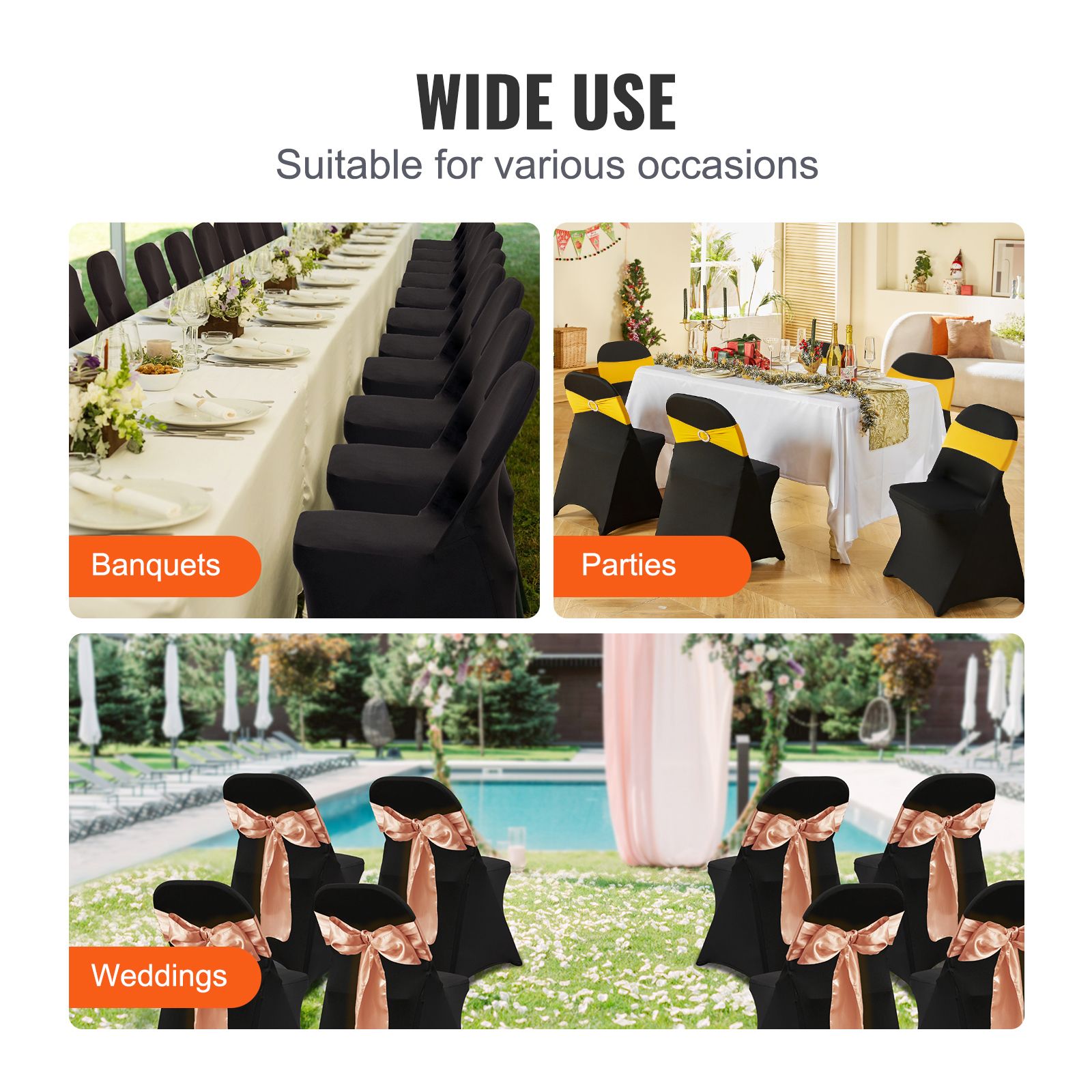 Stretch Spandex Folding Chair Covers, Universal Fitted Chair Cover, Removable Washable Protective Slipcovers, for Wedding, Holiday, Banquet, Party — image 6