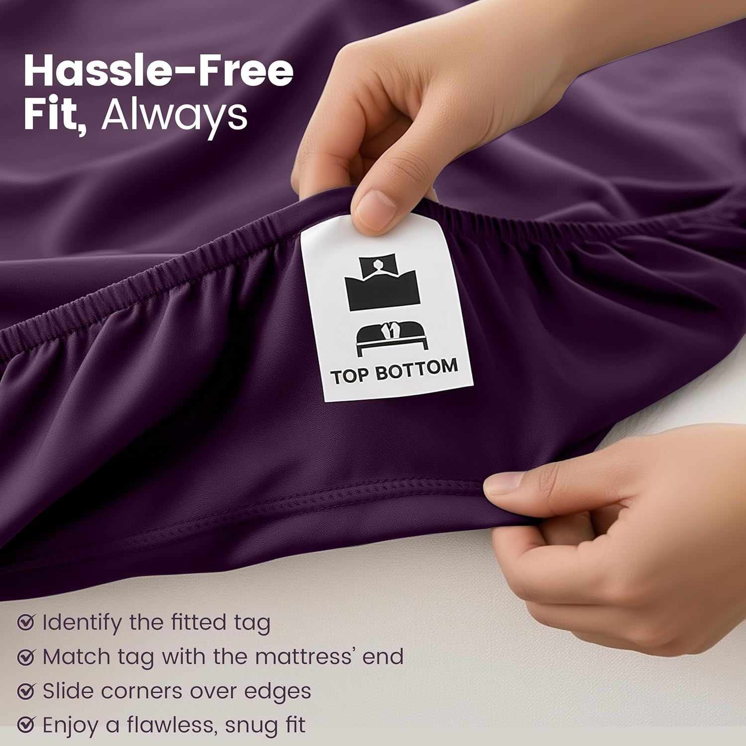 Hotel Quality Fitted Sheet - 1 Piece Fitted Sheet -Breathable Bedding - Wrinkle, Fade, Stain Resistant- 16inch/40cm Deep Pocket Fitted Bed — image 5