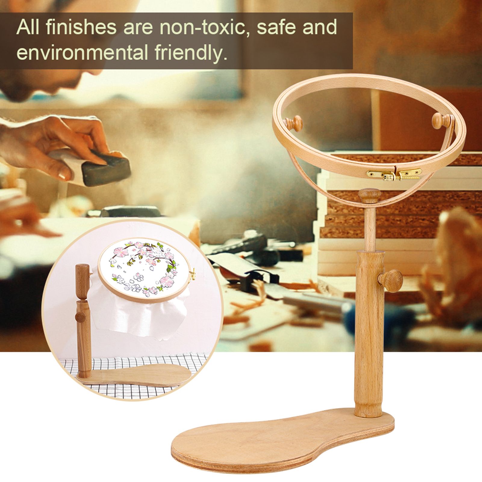 Embroidery Stand Hoop Wood Embroidery & Cross Stitch Hoop Ring Frame Adjustable Sewing Tools S — image 3