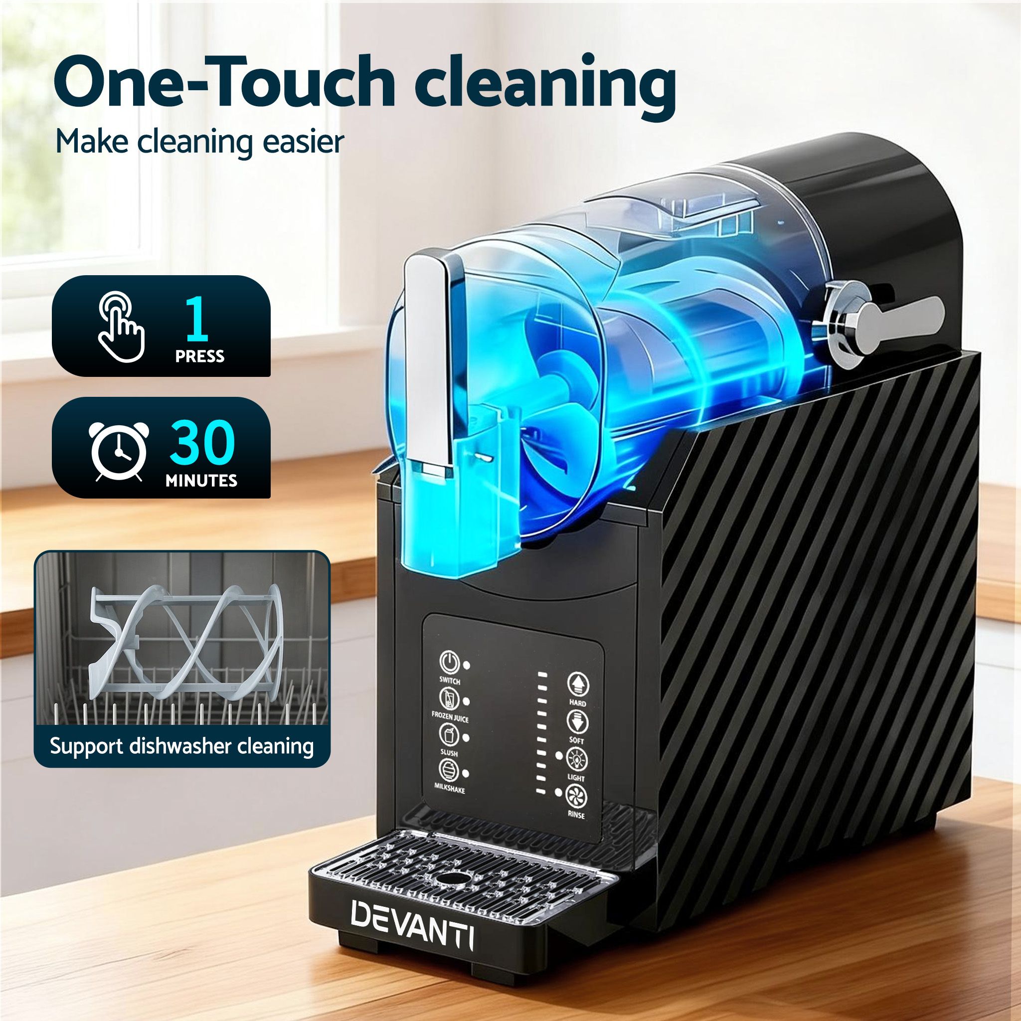 Devanti 1.8L Slushie Machine Maker Frozen Smoothies Milkshakes Black — image 5