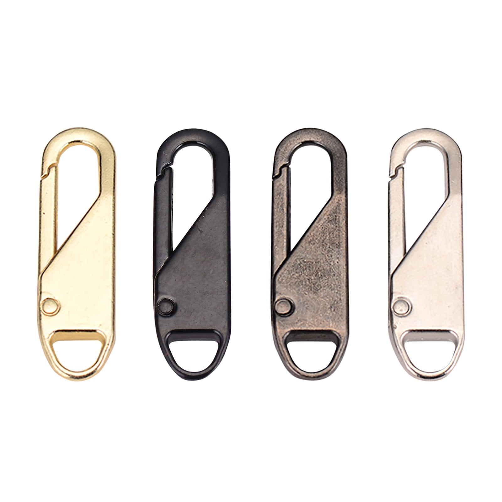 4 Pieces Zipper Pull Replacement, Heavy Duty Universal Zipper Puller, Detachable Zipper Pull Oval Tabs for Luggage, Gold, 3.7 × 1.1 cm