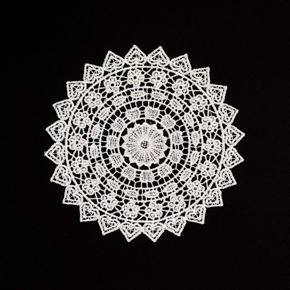5.5 Inch Geometric Embroidered Lace Coaster (5 Pack) - Elegant Round Dining & Tea Table Mat Doily, Rose Style