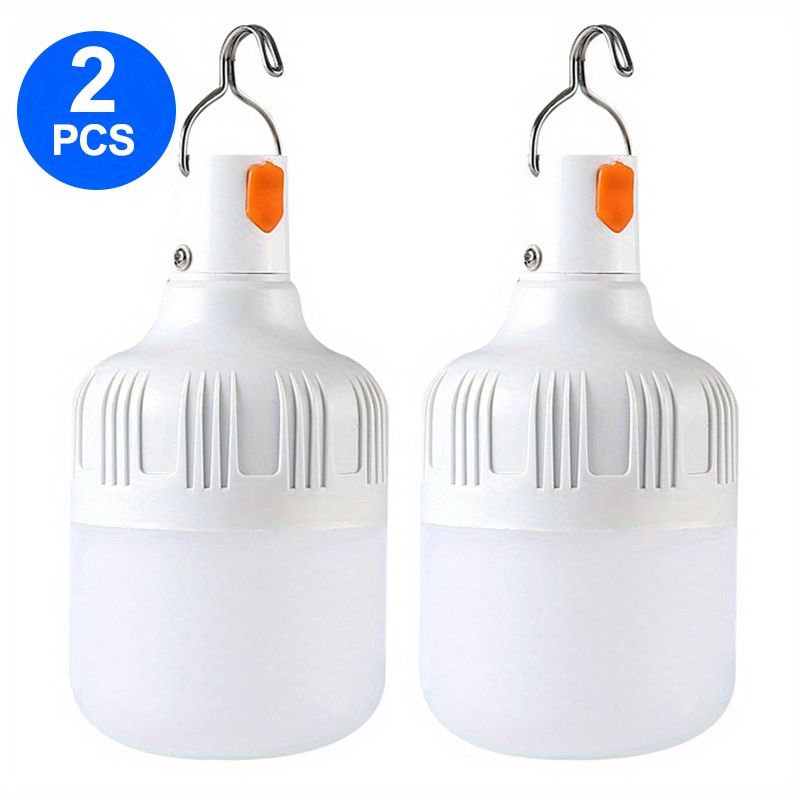 2pcs Smart Rechargeable USB LED Motion Sensor Bulbs, 3 Lighting Modes with Emergency Backup, Hanging Hook for Home & Camping 2pcs