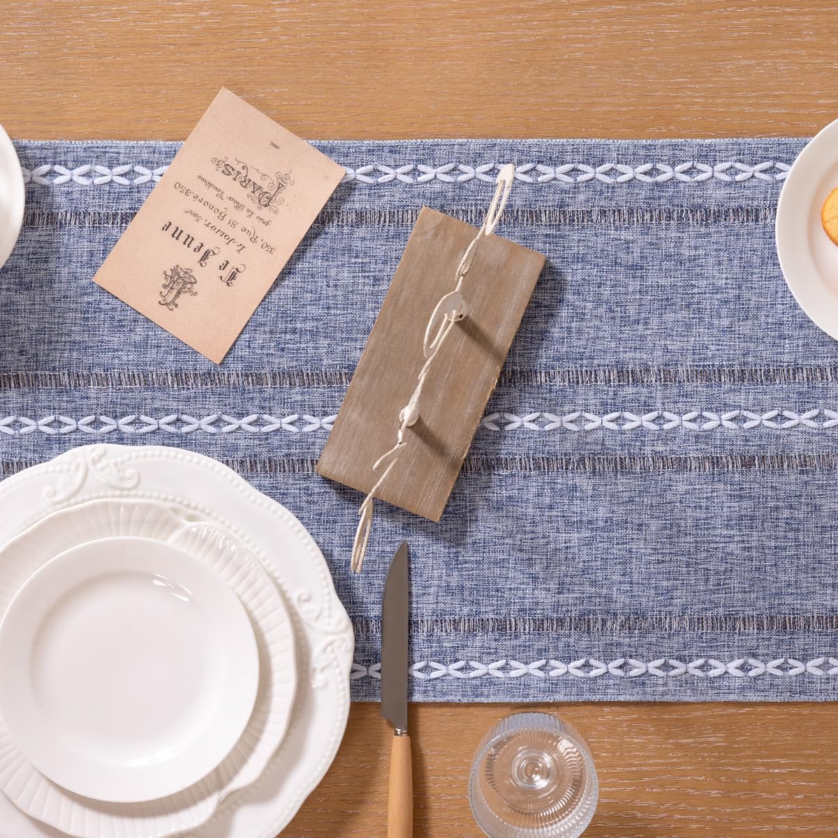 Farmhouse Table Runner 108 inches Macrame Woven Coffee Table Runner Cotton Rustic Fall Thanksgiving Table Runner with Tassels for Boho Home Decor Living Dining โ image 5
