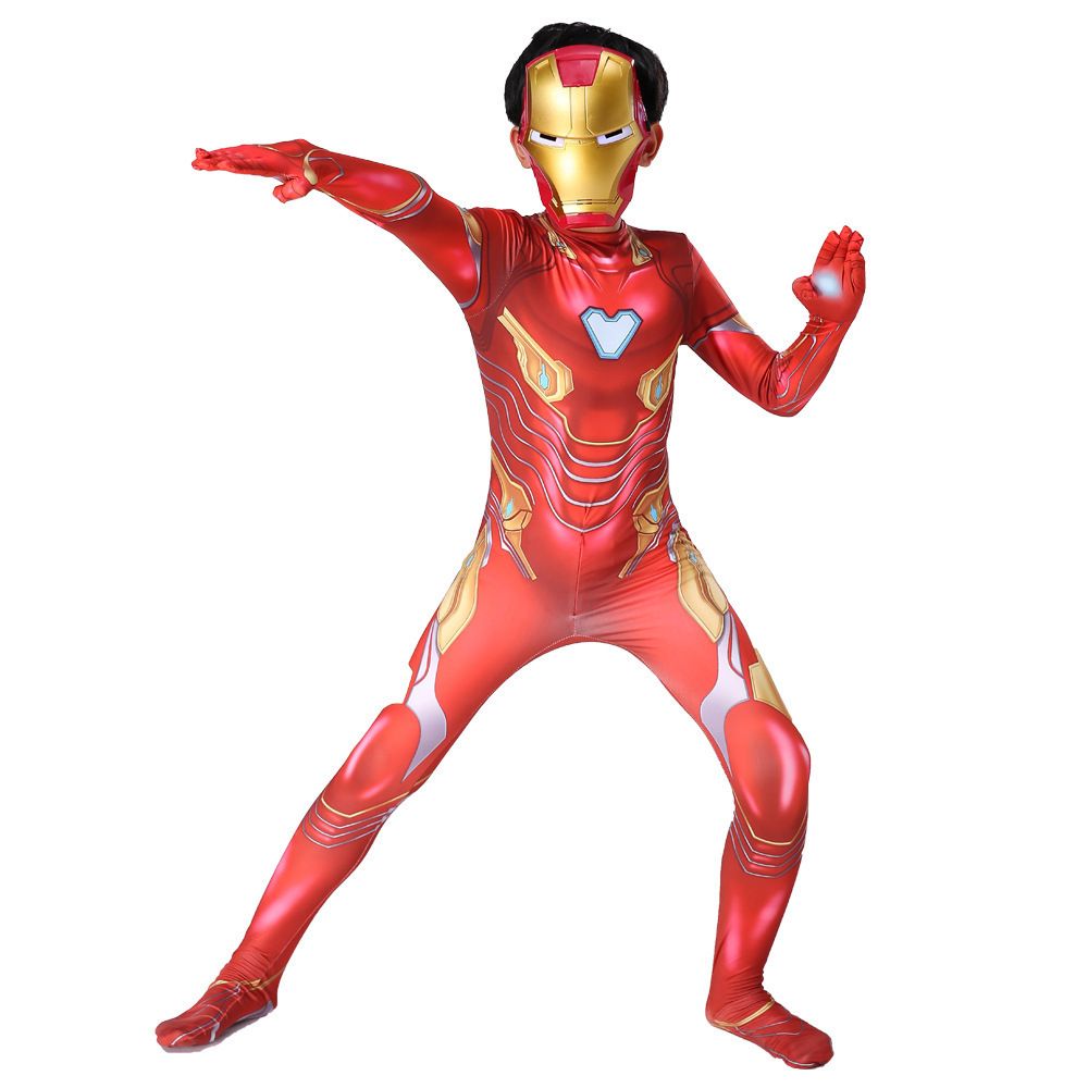 Spiderman Cosplay Costume Milk Silk One Piece Suit Blood Edge Armor + Mask Children's 150 yards