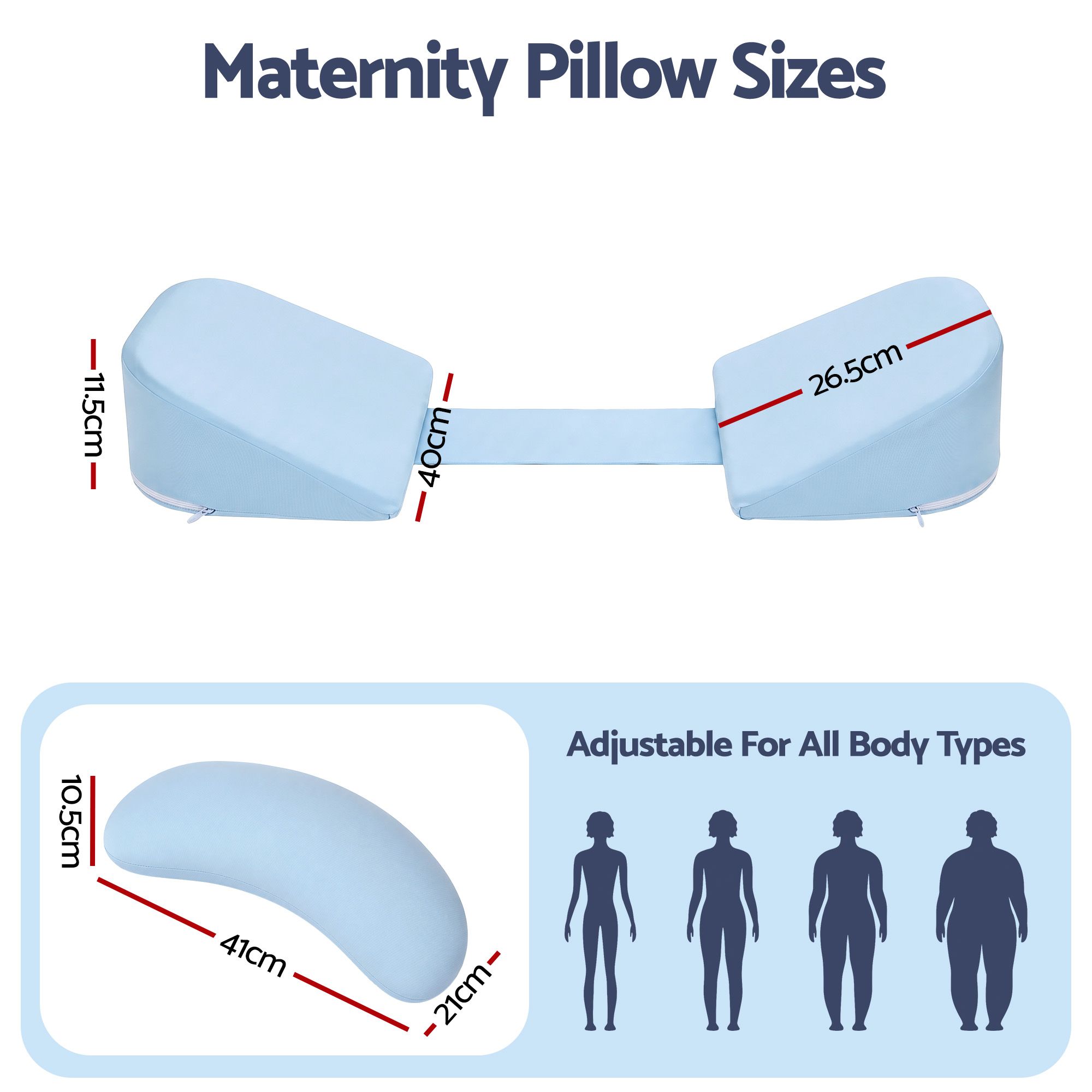 Giselle Bedding Memory Foam Pregnancy Pillow Adjustable with Concave Curve Design, Support for Back, Belly, and Hips, Blue — image 2