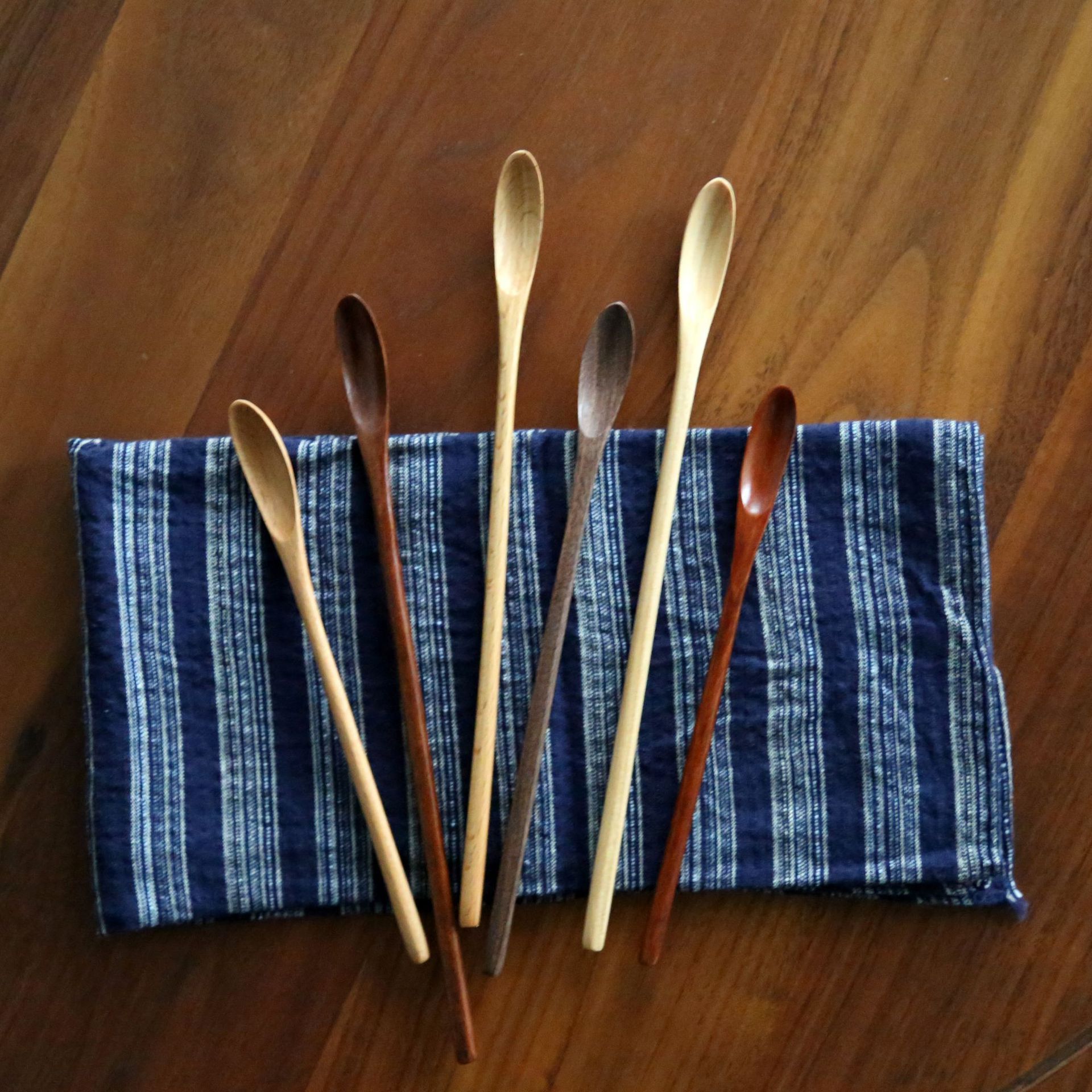 YF JY Wooden Spoon Japanese Style Long Handle... 20*2cm log black line — image 3