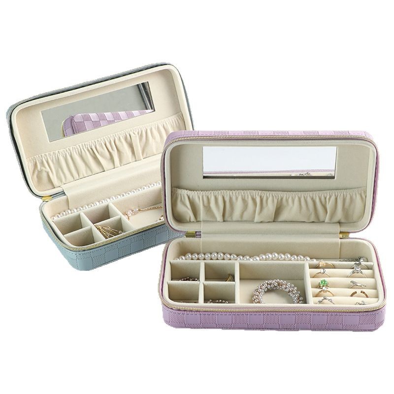 Pink Stylish PU Leather Travel Jewellery Box - Compact Organizer for Rings, Earrings, Necklaces with Mirror โ image 4