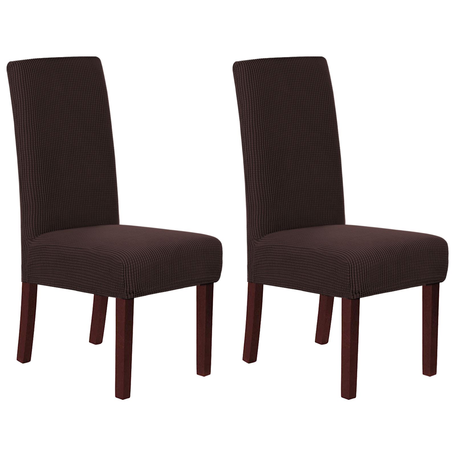 Stretch Full Cover Chair Cover 6-Pack - Waterproof Anti-Slip Elastic Seat Protector for Dining Room Hotel - Thick Warm Waffle Texture - Brown (6-Pack) — image 2