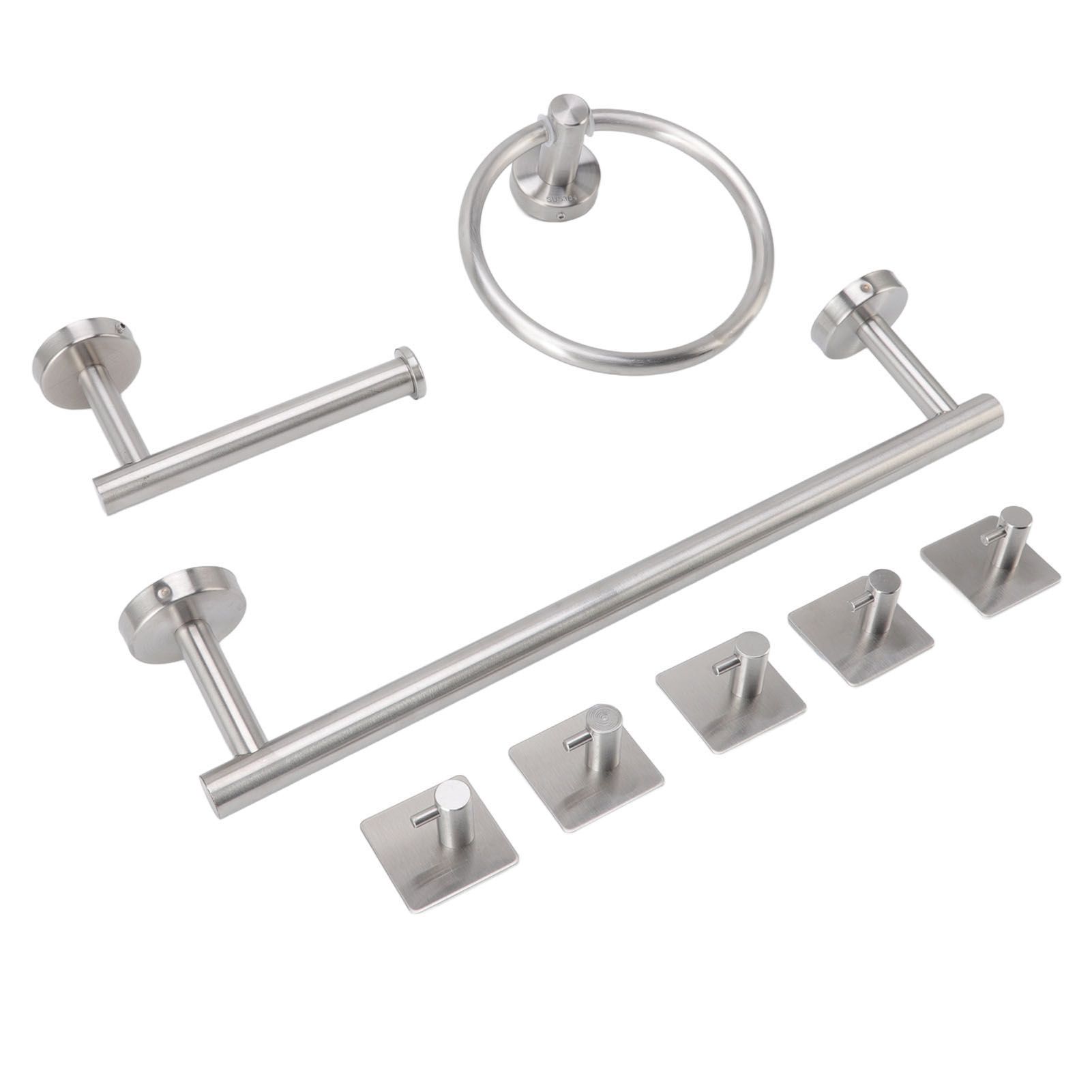 Bathroom Hardware Set with Towel Rings Towel Bar Tissue Holder 5 Hooks 304 Stainless Steel Bathroom Accessories Set โ image 3