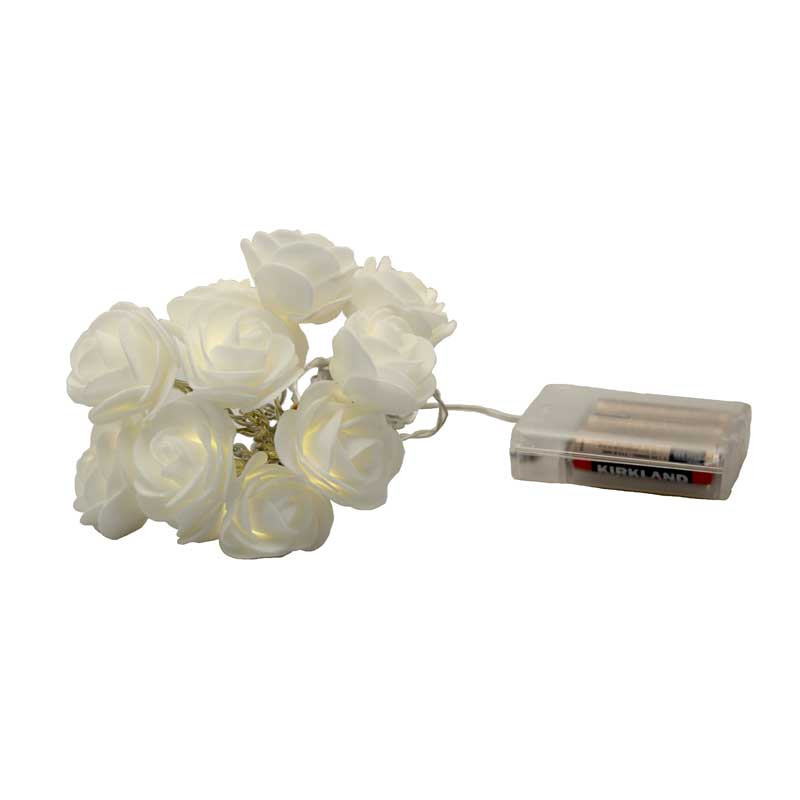 50 White Rose 3D Fairy Lights 5M LONG String, Battery (AA) Indoor & Outdoor Decorations Wedding Valentines Romantic Room Table Lighting — image 2