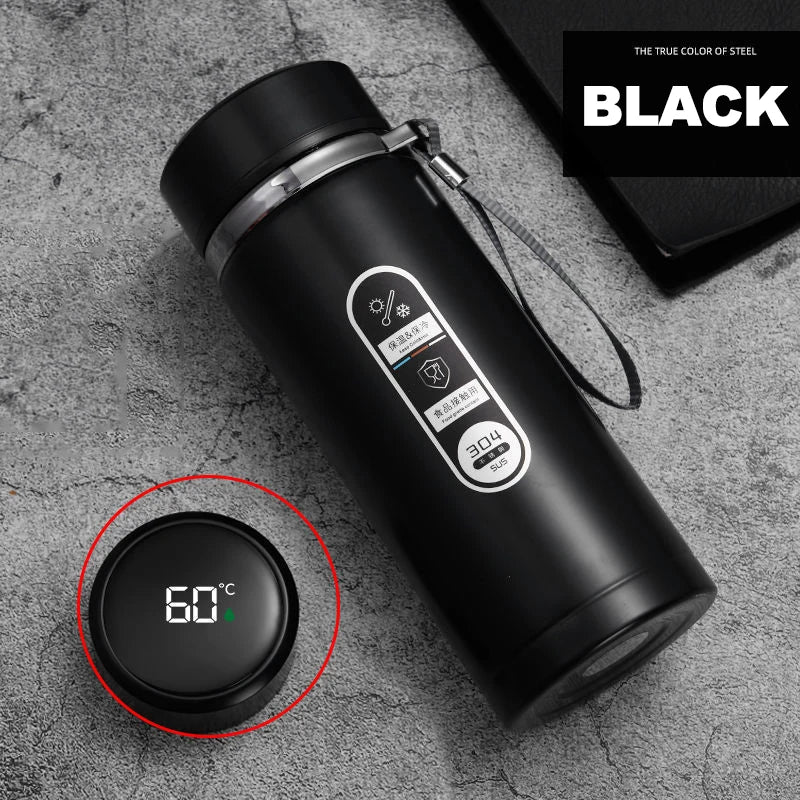 1L Thermos Bottle with LED Temperature Display Black — image 3