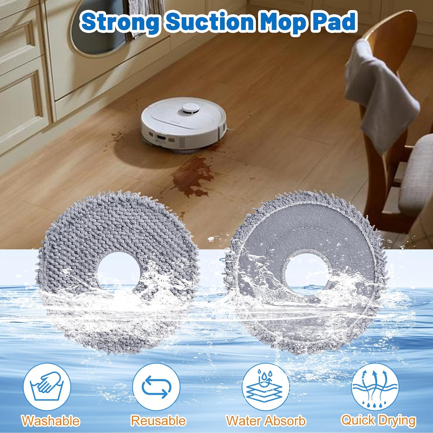 QV35A Replacement Parts for Roborock QV 35A/ QV 35S Robot Vacuum Accessories Kit with 1 Roller Brushes, 4 Mop Pads, 4 Dust Bags, 4 Filters, 4 Side Brushes,1 — image 5
