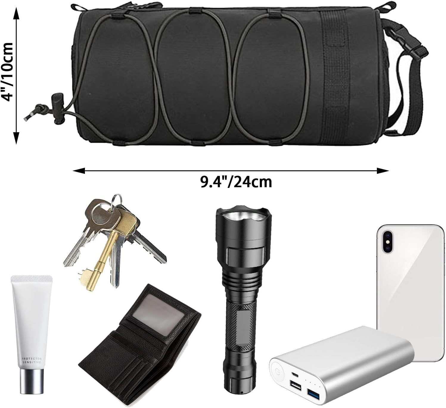 2.5L Bike Handlebar Bag, Waterproof Bicycle Accessories, Bike Frame Front Pouch with Zipper and Shoulder Strap — image 2