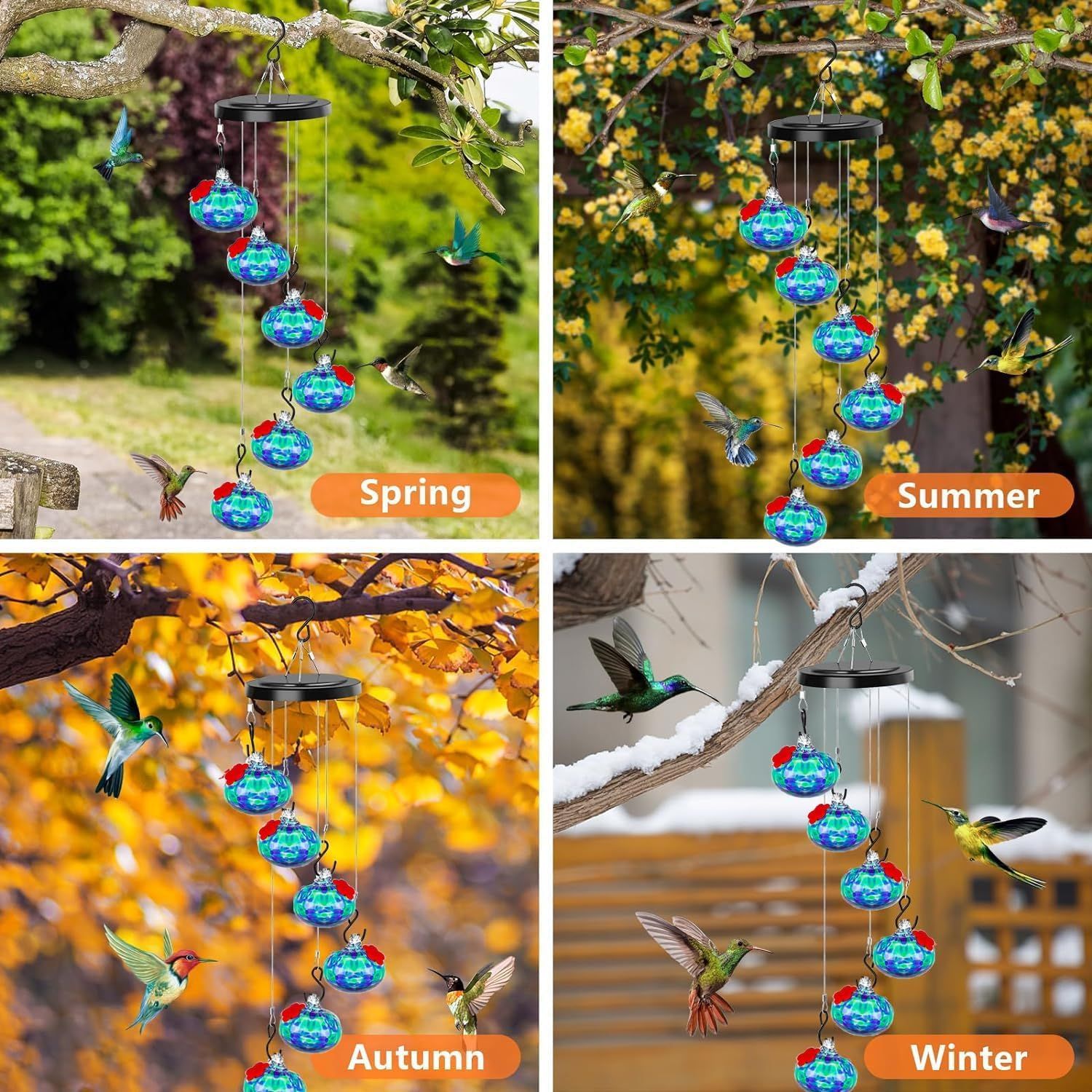 Charming Wind Chimes Hummingbird feeders, Hummingbird Feeders for Outdoors Hanging Ant and Bee Proof, Wind Chime — image 2