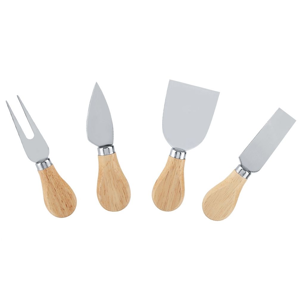 4PCS/Set Stainless Steel Cheese Knives Set Wooden Handle Cheese Cutting Knife Slicer Cutter Set โ image 4