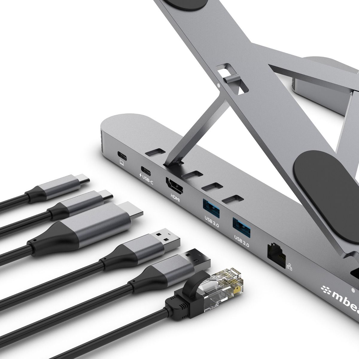 mbeat Stage P5 Portable Laptop Stand with USB-C Docking Station - Space Grey โ image 2