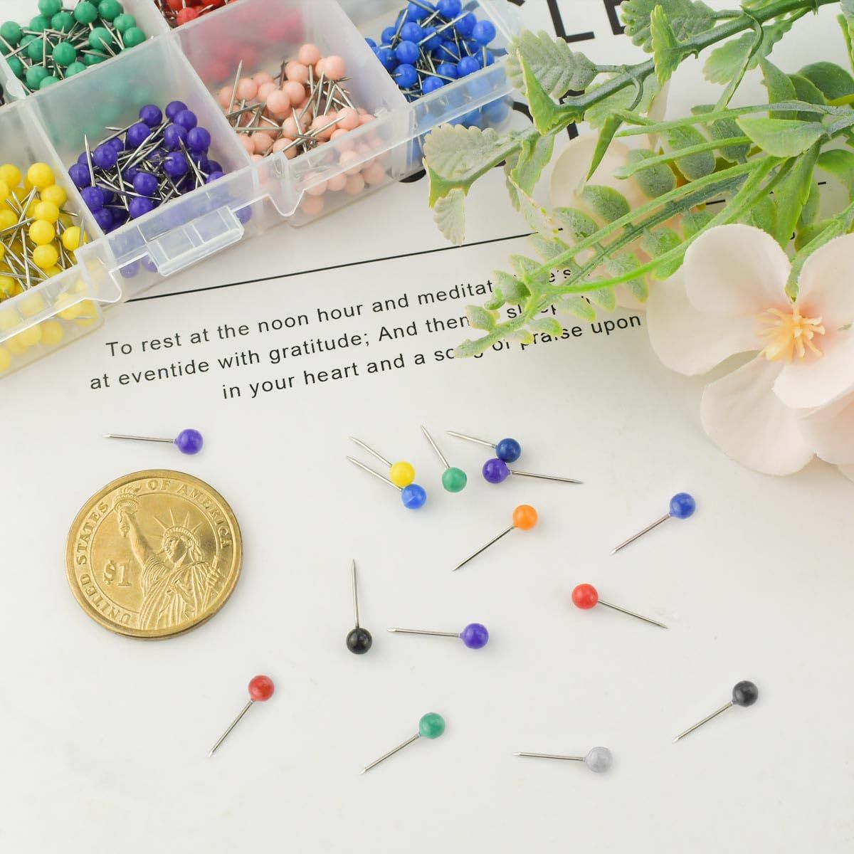 500 Pieces Push Pins Map Pins with Colored Head Map Tacks with Point Assorted Colors Stainless Steel Small Round Head Marking Pins — image 3
