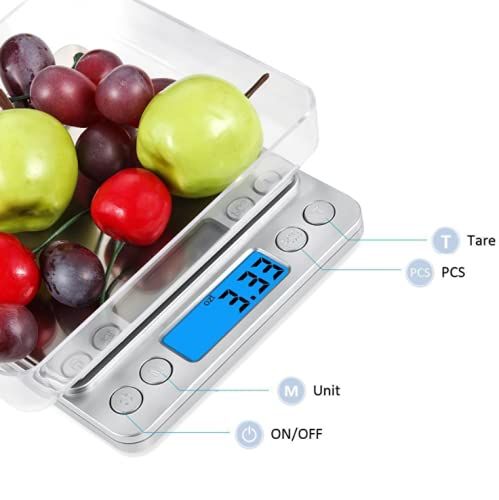 Digital Kitchen Scale 3000g x 0.1g Jewelry Gold Silver Coin Gram Pocket Size Herb Grain for Food, Cooking,with 2 Trays — image 5