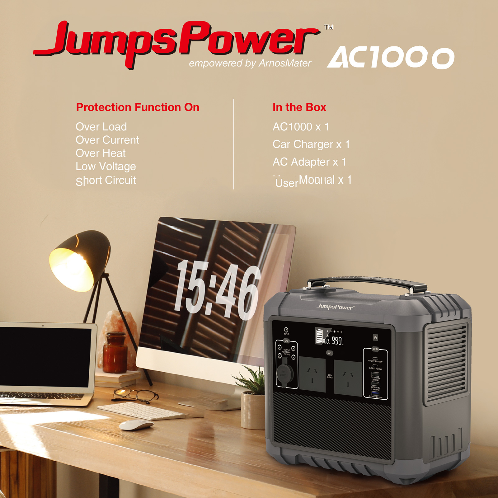 1000W Portable Power Station JumpsPower Battery Charger 716Wh LED Light — image 3