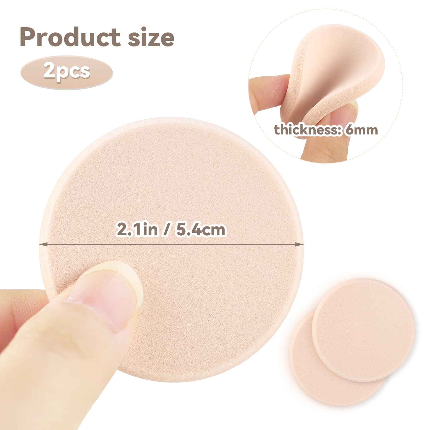 2 Pcs Makeup Sponges with Travel Case, Facial Primer Compact Powder Puff, Cosmetics Blush Applicators Sponges for All Skin Types Wet and Dry Dual Use (Round) — image 4