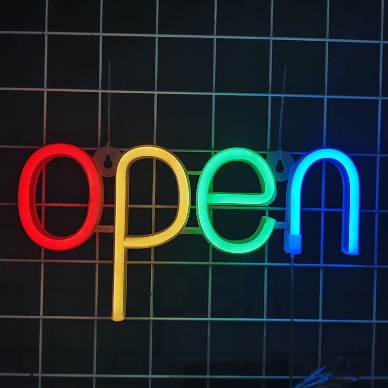 LED Neon Sign, OPEN Neon Sign Lamp Holiday Party Festive Prop, Creative LED Night Lamp Bar atmosphere colored lights