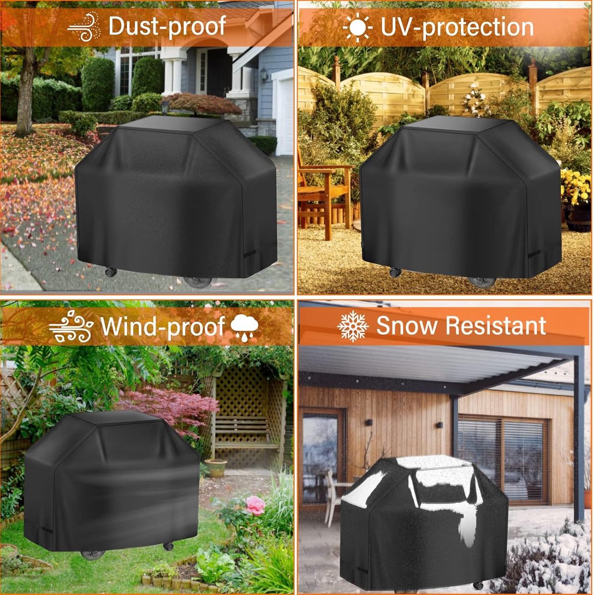 190 × 71 × 127 cm - BBQ Cover - Barbecue Covers - Waterproof Barbecue Protective Cover - Waterproof Protective Cover - 210D Robust Outdoor Grill Cover — image 4