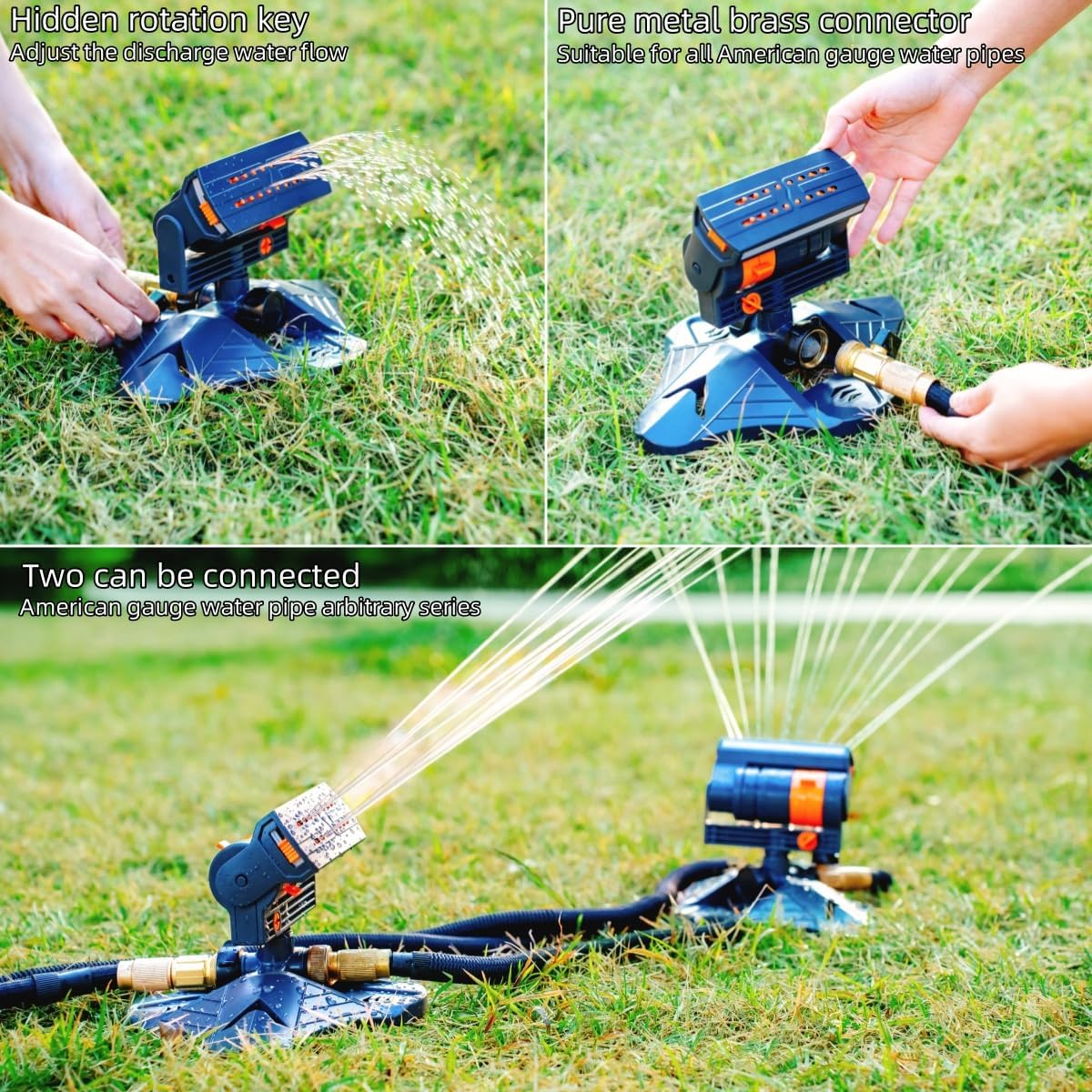 Smart Oscillating Sprinkler with 4 Spray Modes – Automatic Lawn Watering System for Garden, Yard & Patio, Adjustable Coverage, Durable Metal Connector (Black) — image 6