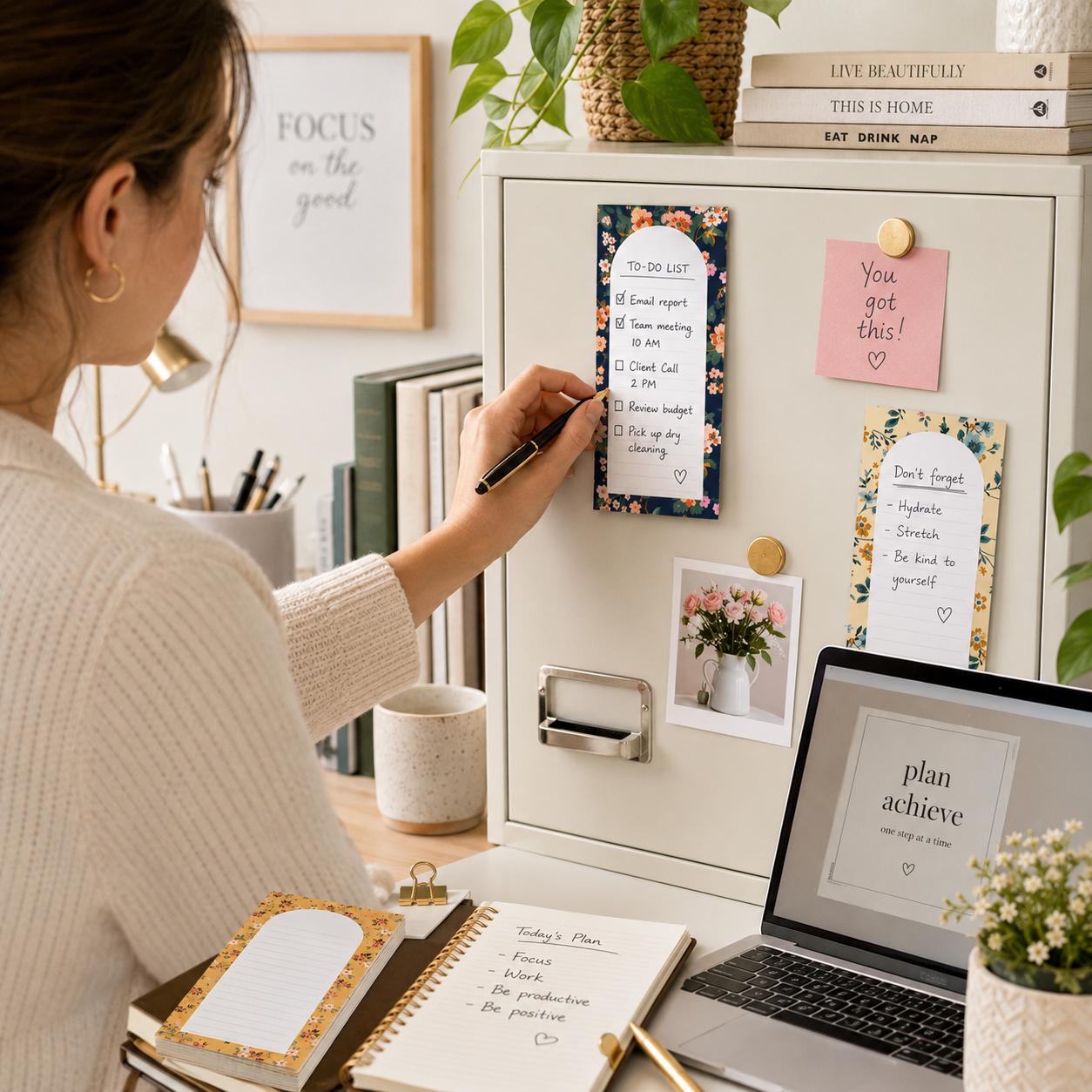 8 Pack Floral Magnetic Notepads for Fridge, Cute Shopping List Planner Memo Pads with 25 Sheets Each, Tear Off Weekly To Do List Notes for Home Kitchen Office โ image 4