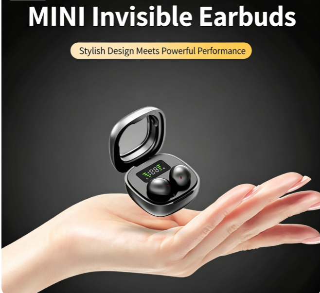 Y19 Mini Hidden Sleep Wireless Bluetooth Earbuds with LED Digital Display,green — image 4