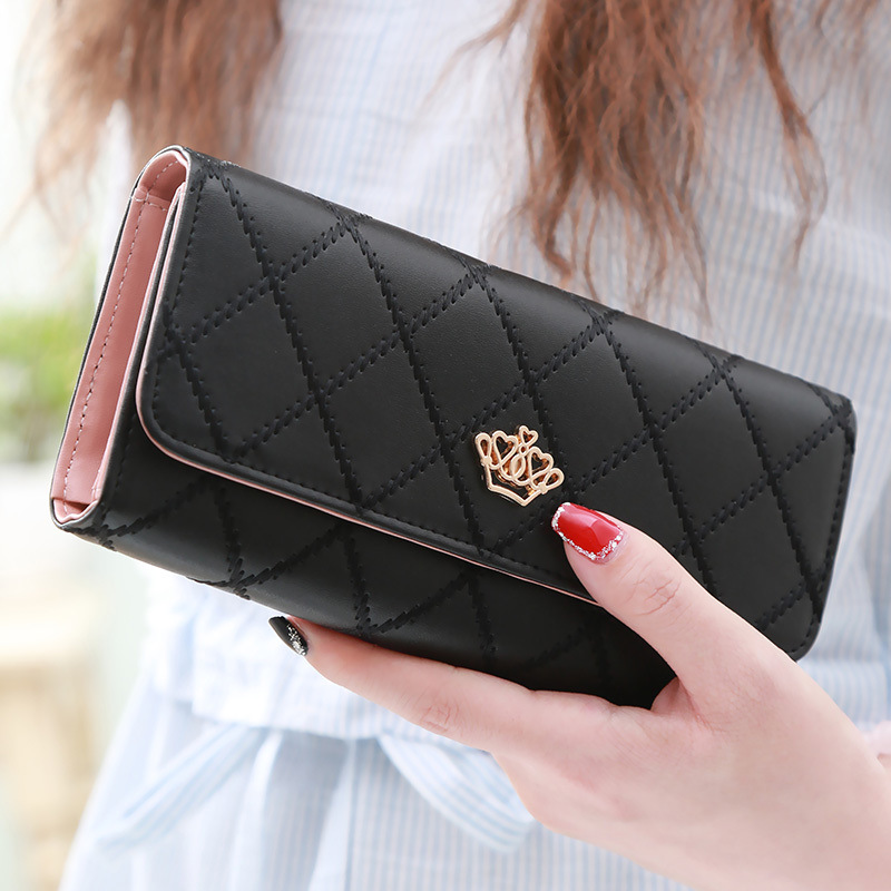 Christmas gift Women's Quilted Leather Wallet, Stylish Long Clutch with Heart Accent — image 4