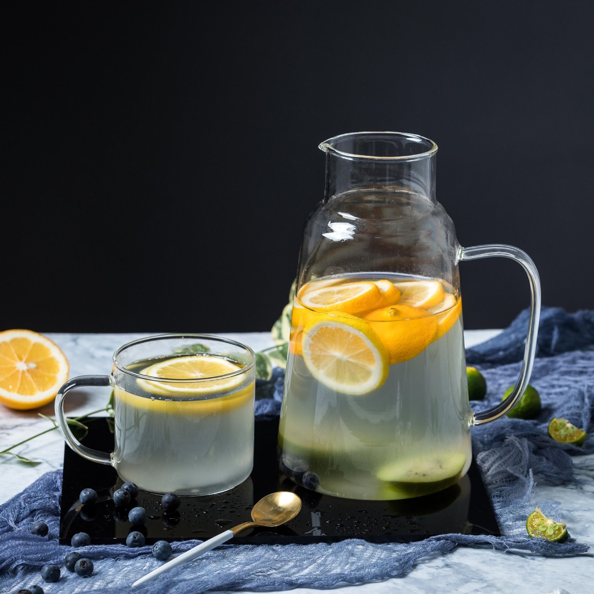 Glass Pitcher with Lid – Multifunctional Bedside Water Carafe and Glass Set - Premium 1.3L Glass Water Carafe with Handle — image 4