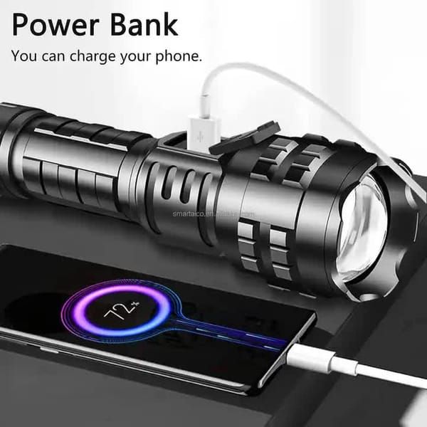 Black Gray LED Flashlight Digital Display Flashlight High-Intensity Flashlight — image 2