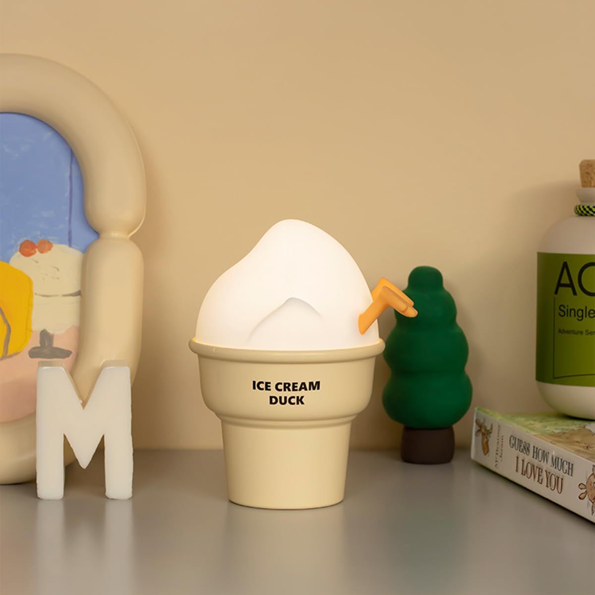 Cute Ice Cream Duck Night Lights for Kids Room, 3 Level Dimmable & Rechargeable Nursery Nightlight, Cute Lamps, Fun Stuff/Gifts — image 3
