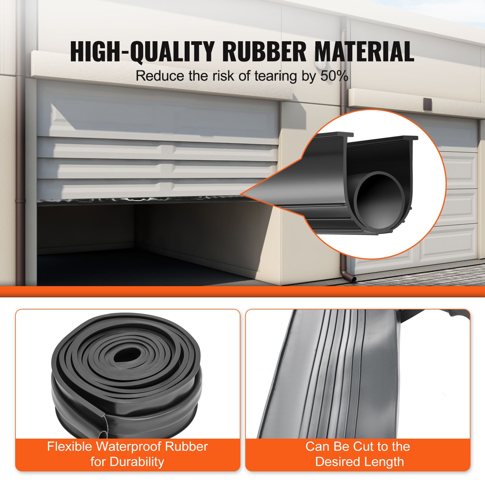 Garage Door Seals Bottom Rubber, U Shape +O Ring Combination Garage Door Bottom Weather Seal, 16ft Weatherproofing Garage Door Seal, 5/16 inch T-ends and 3 3/4 — image 3