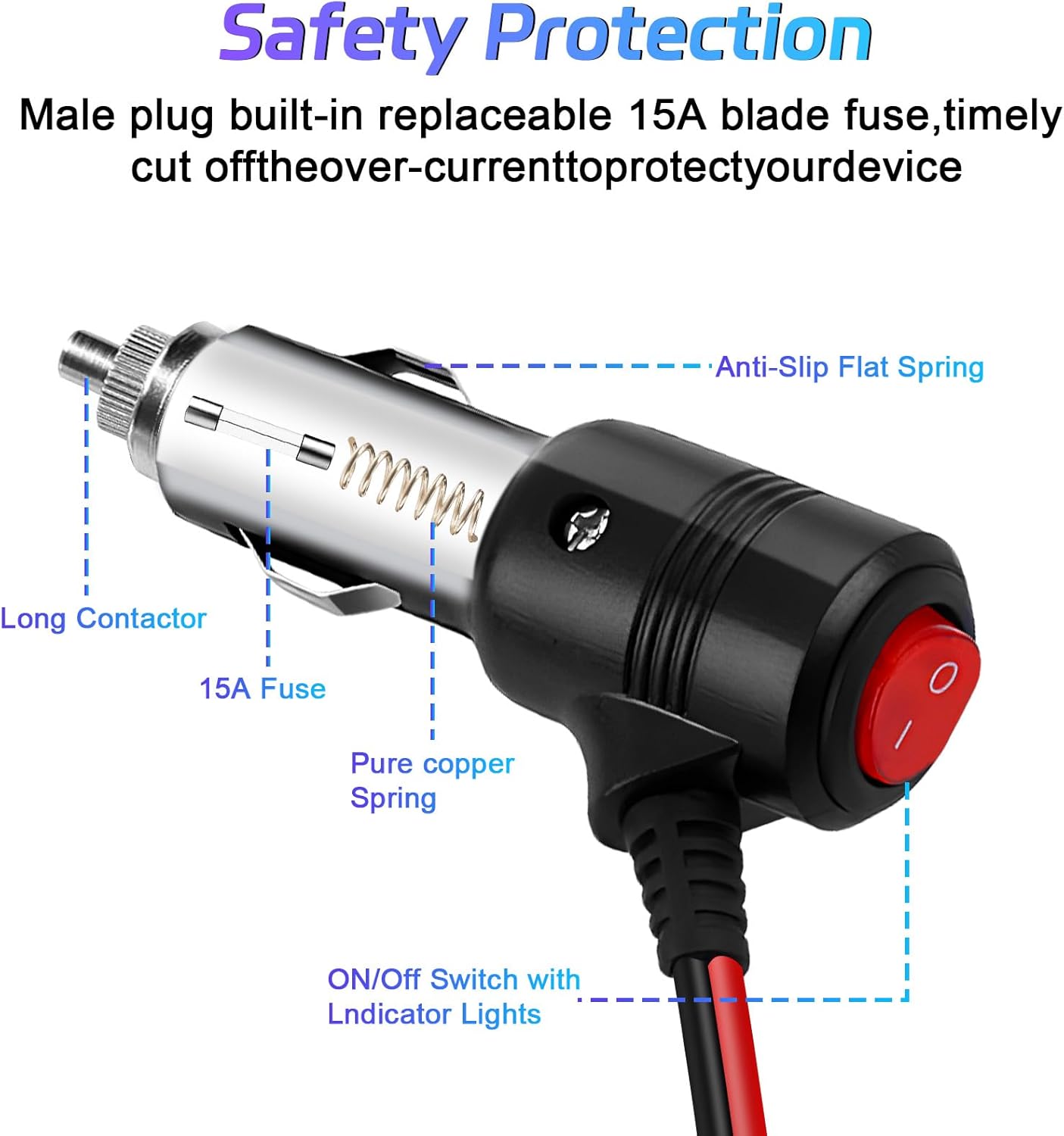 Car Cigarette Lighter Splitter,2-Socket Cigarette Lighter Adapter Extension Plug Cord Power Charger Port for DC 12V 24V Car Vehicle 2-Way Splitter Y on/Off — image 2