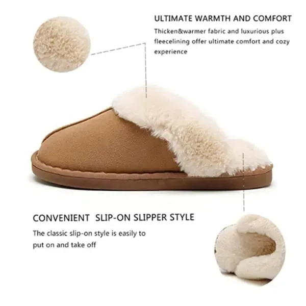 Men's Winter Warm Faux Fur Flat Slippers for Size 42-43, Soft Coral Fleece Lining with Non-Slip Rubber Sole, Cozy Indoor Home Shoes โ image 3