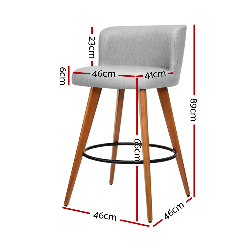 Artiss 4x Bar Stools Linen Padded Wooden Grey โ image 2