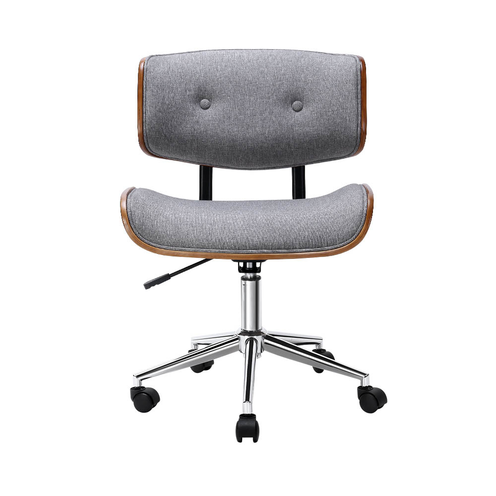 Artiss Wooden Office Chair Fabric Seat Grey — image 3