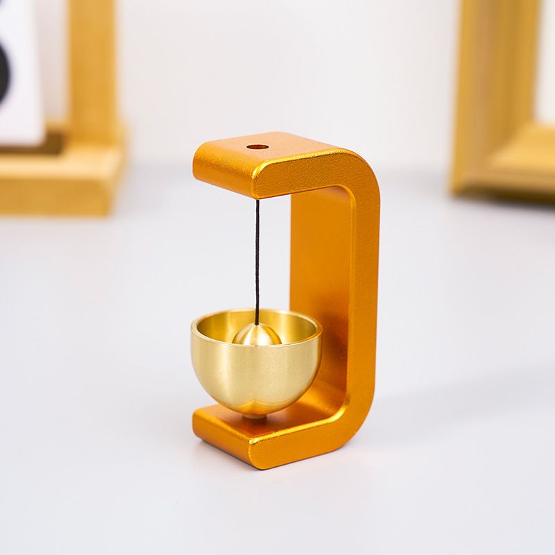 Orange Magnetic Door Bell Chime - Dopamine Style Brass Bell with Alloy Frame - No Drill Entry Door Chime for Home, Office, Fridge - Modern Japanese Design