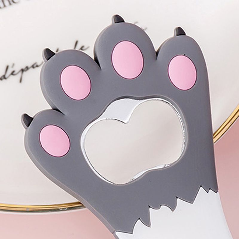 Cat Paw Bottle Opener Multifunctional Cute Cartoon Vibrant Colors Magnet Silicone Bottle Opener with Fridge Magnet for Home Gray Dot โ image 4