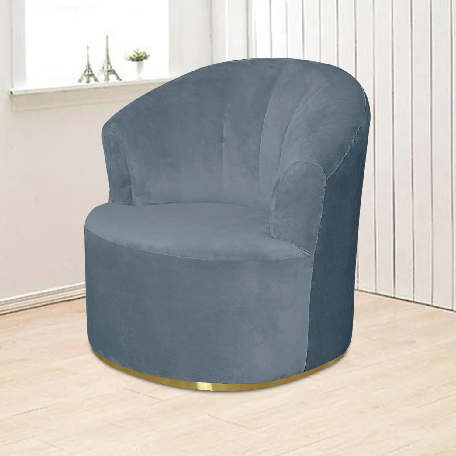 1 Pack Swivel Barrel Chair Slipcover Stretch Soft Washable Furniture Protector for Round Club Accent Chairs Living Room Blue โ image 2