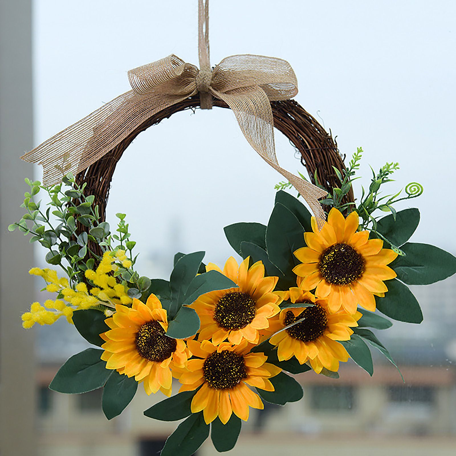 Simulation Sunflower Wreath Home Wedding Decoration Rattan Artificial Wreath — image 6